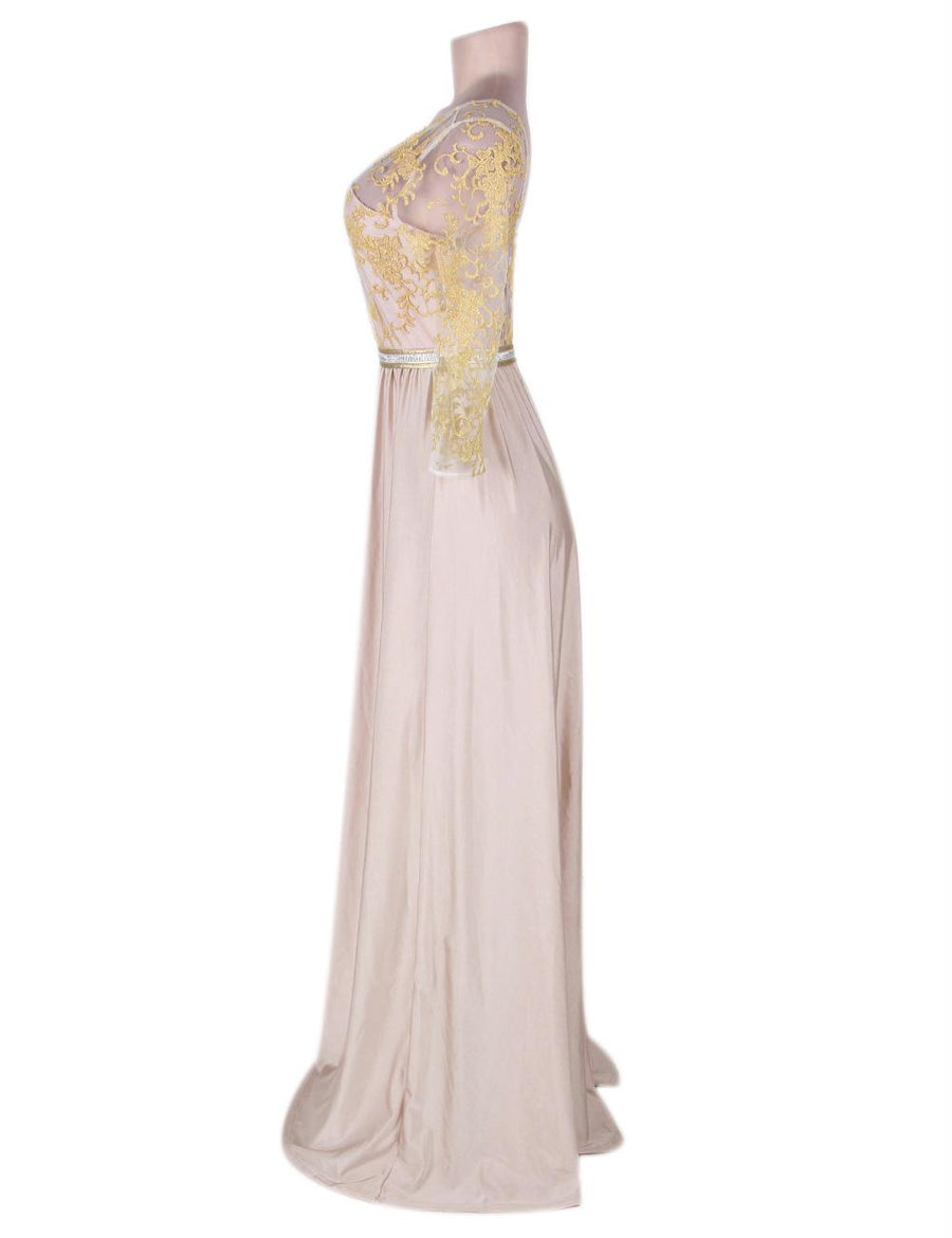 Apricot Transparent Embroidery Gown