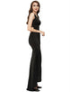 Black Simple Straps Backless Slit Party Gown