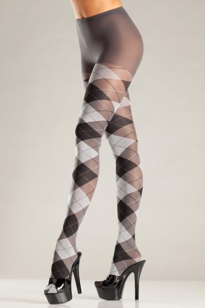 BW687GY Argyle Pantyhose - Grey