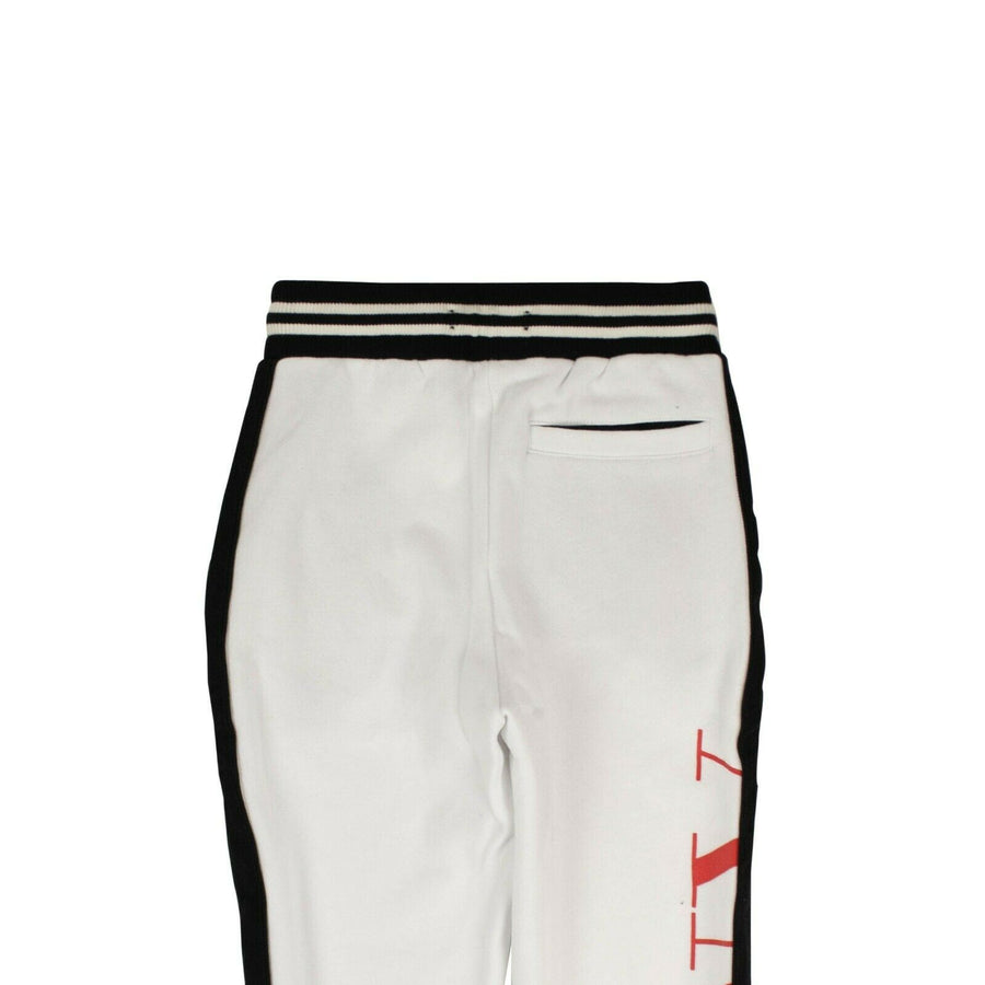 Stripe Logo Cotton Sweatpants - White / Black