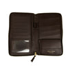 Leather Clover Embossed Travel Organizer Wallet - Brown