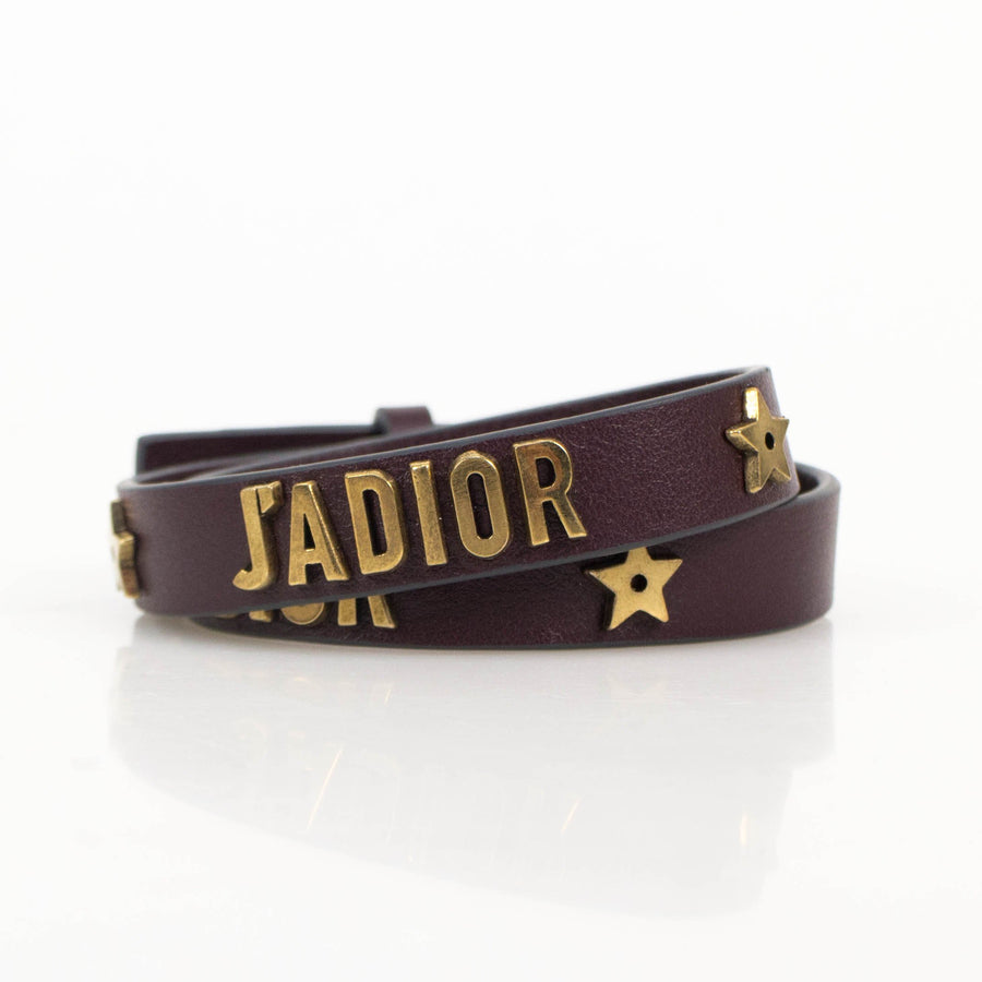 J'ADIOR Brown Leather Two Loop Bracelet