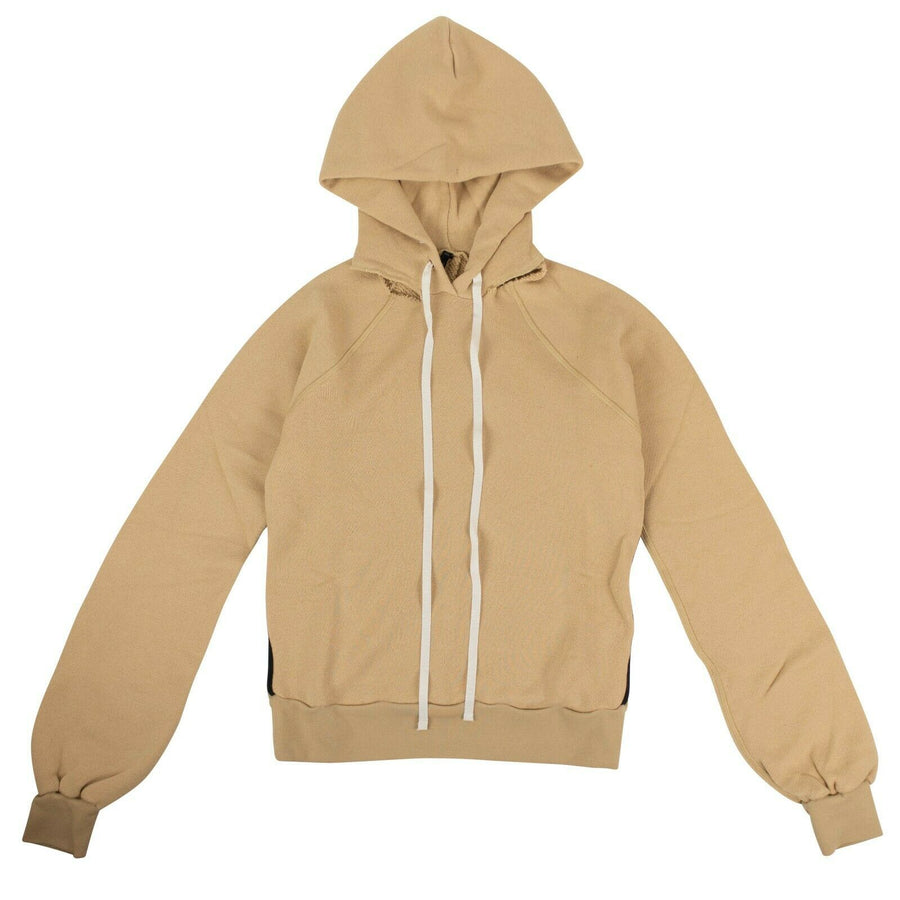 Cut Out Shoulder Hooded Sweatshirt - Tan