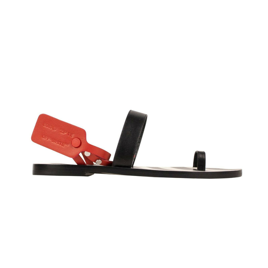 Zip-Tie Capri Flat Sandal - Black