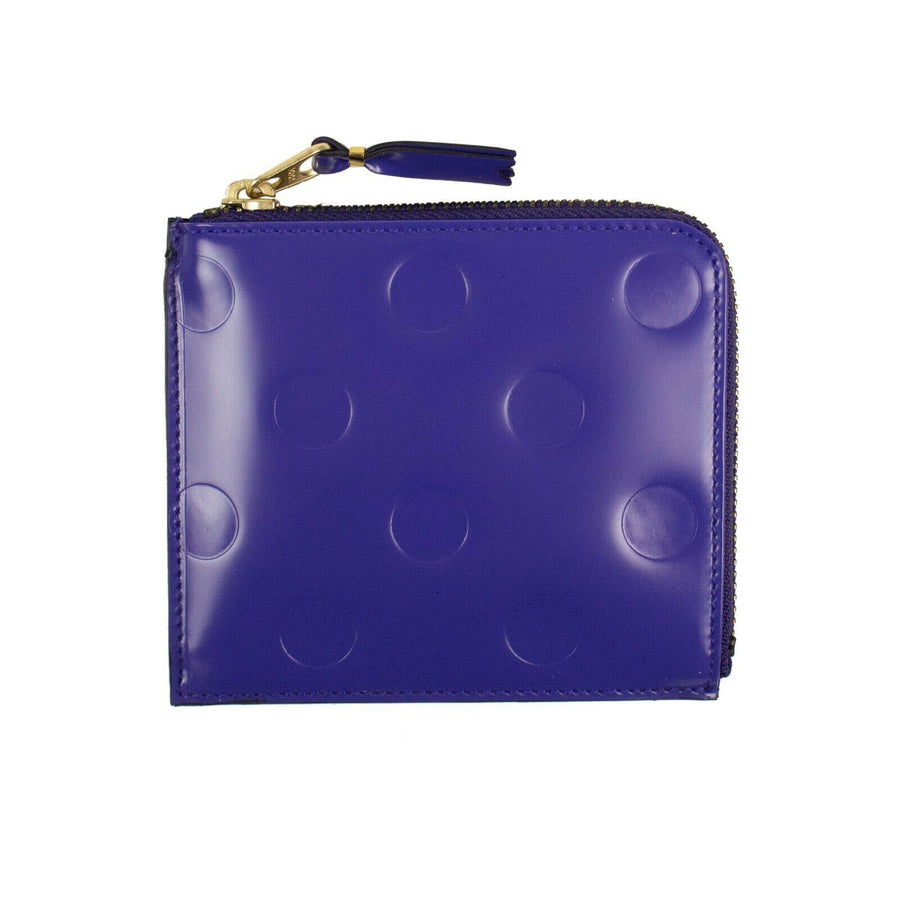 Leather Polka Dot Embossed Slim Wallet - Purple