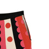 Wool Blend Polka Dot Stripe Midi Skirt - Red/Multi