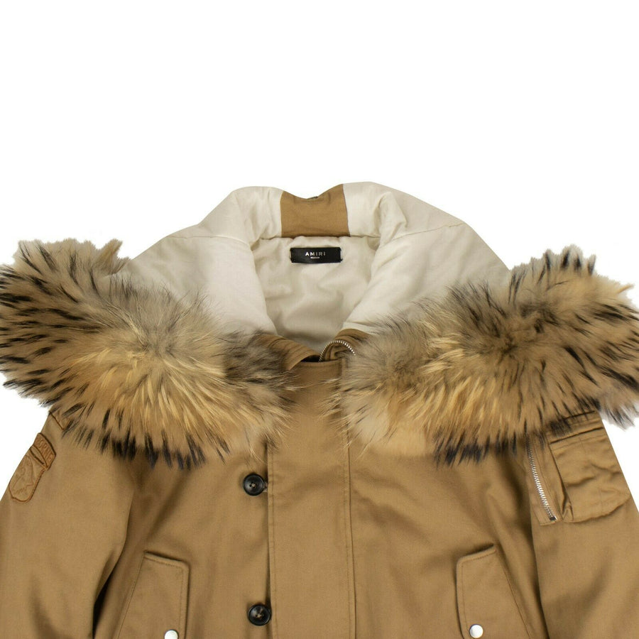 Cotton Faux Fur Hood Bomber Jacket - Natural Brown