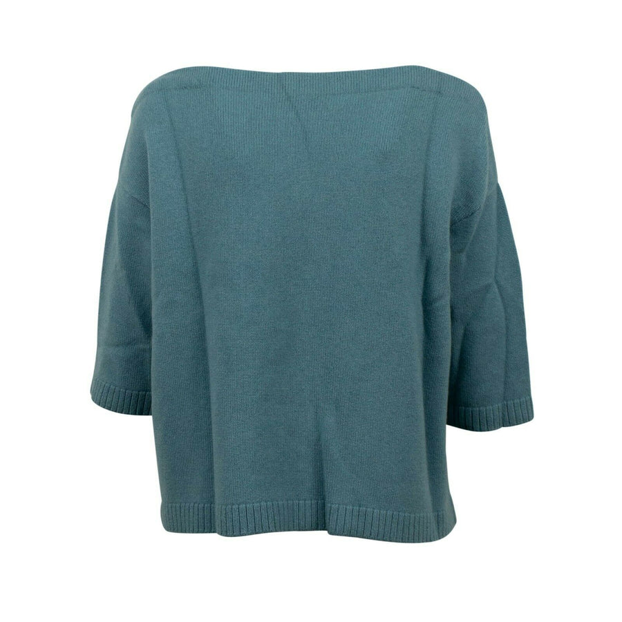 Loose Fit Cashmere Crop Sweater Top - Teal