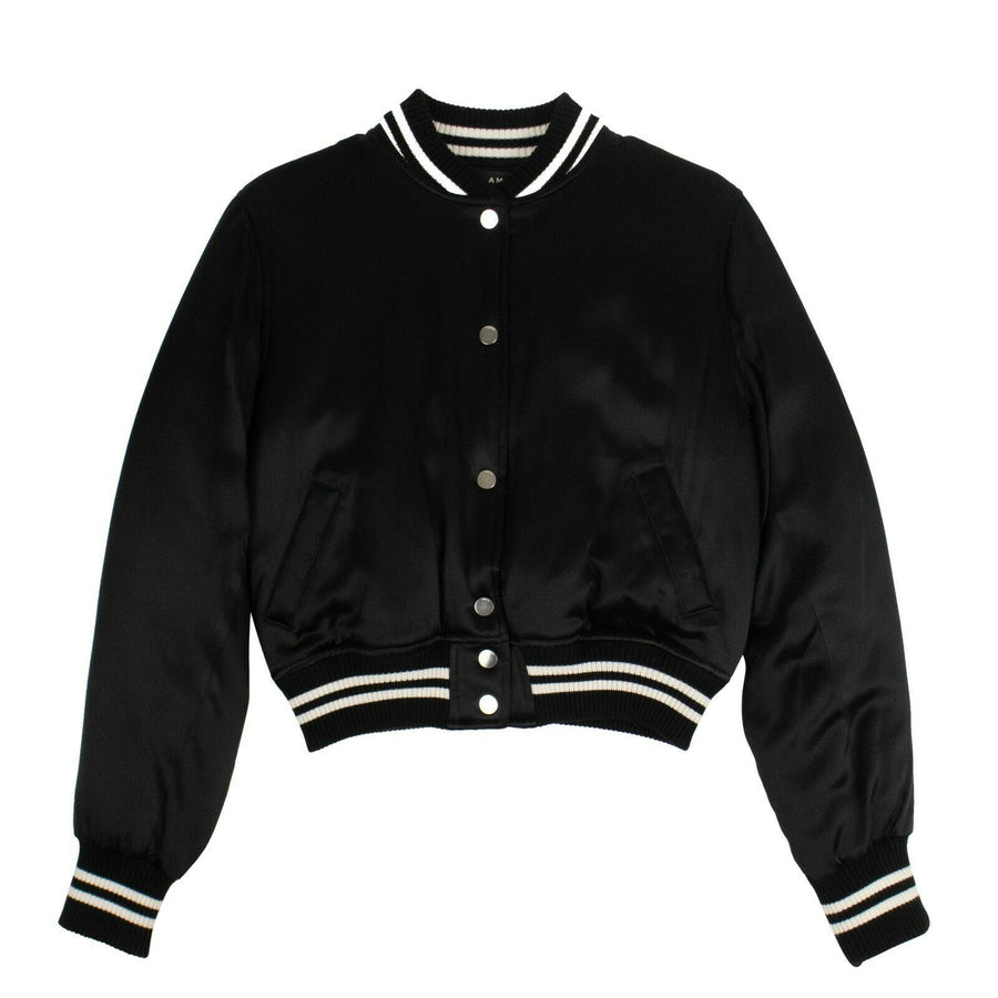 Silk Baseball Bomber Jacket - Black