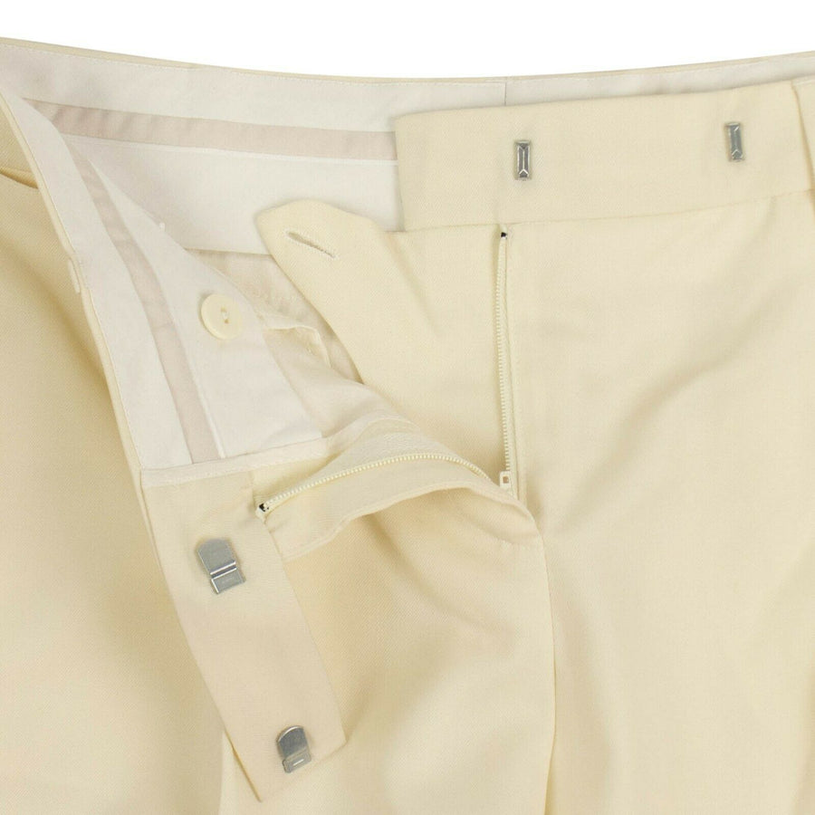 Wool Blend Pleated Pants - Ivory