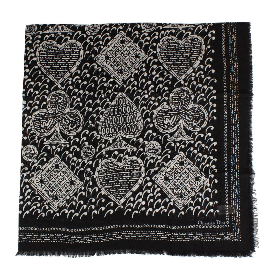 Paisley Cards Cashmere-Silk Scarf - Black / White