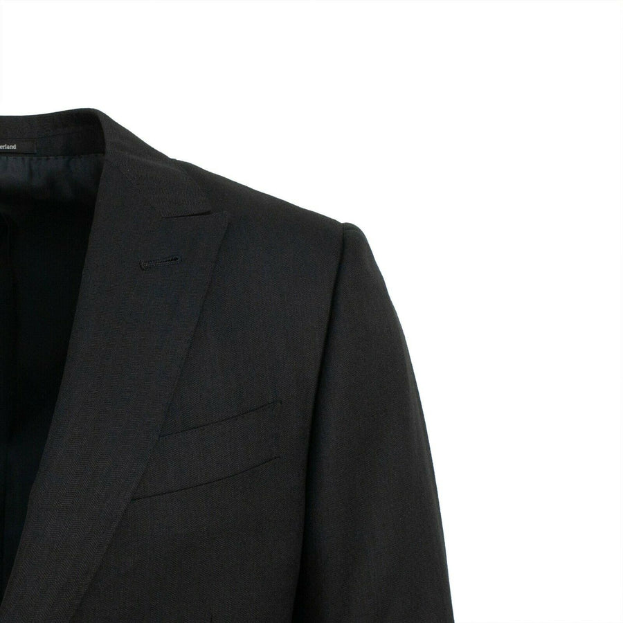 Wool Blend Two Button Suit - Black