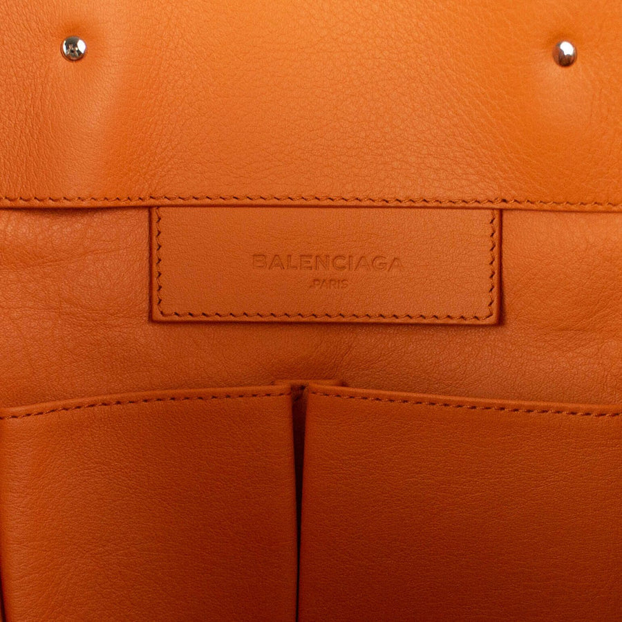 Leather Paper Tote Bag - Orange