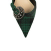 'Dior Gang' Tartan Ankle Strap Heels - Green