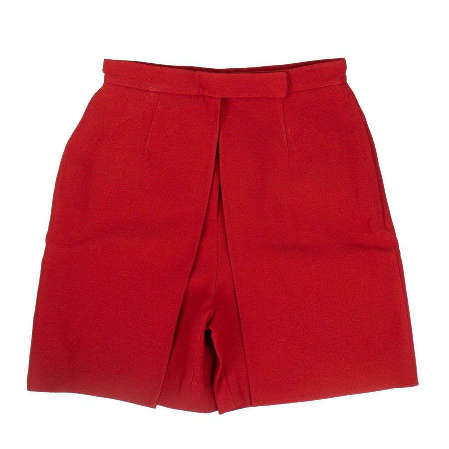 Wool Blend Tailored Skort Skirt - Red