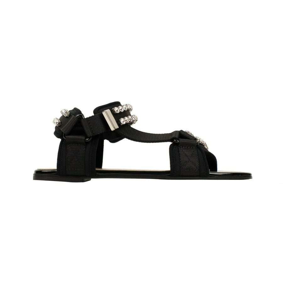 Women's Gucci Crystal Embellished Velcro Sandals - Black