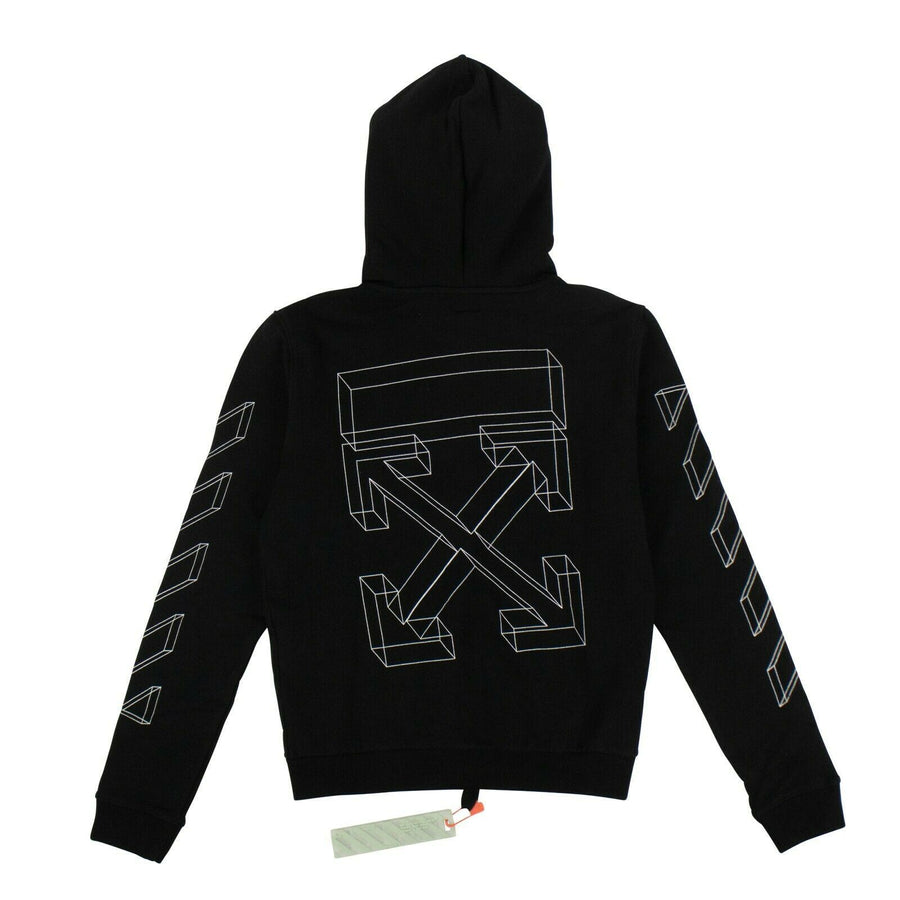 3D Arrow Print Zip Up Sweater - Black