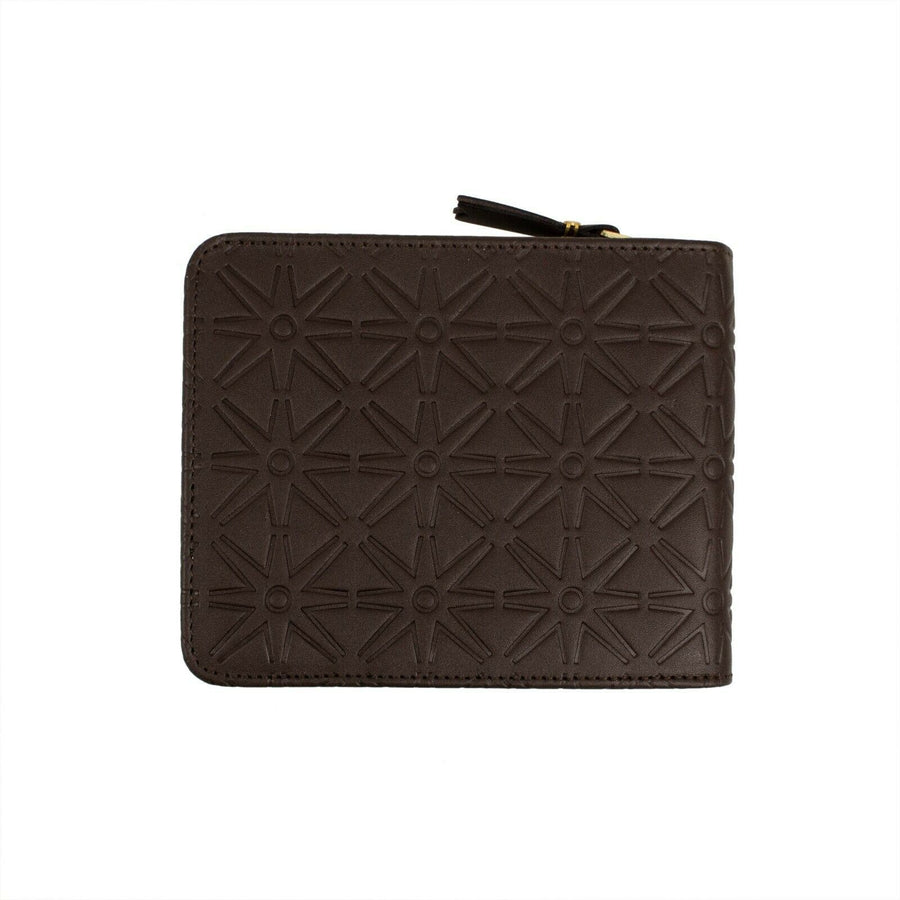 Leather Star Cardholder Zip Around Wallet - Brown