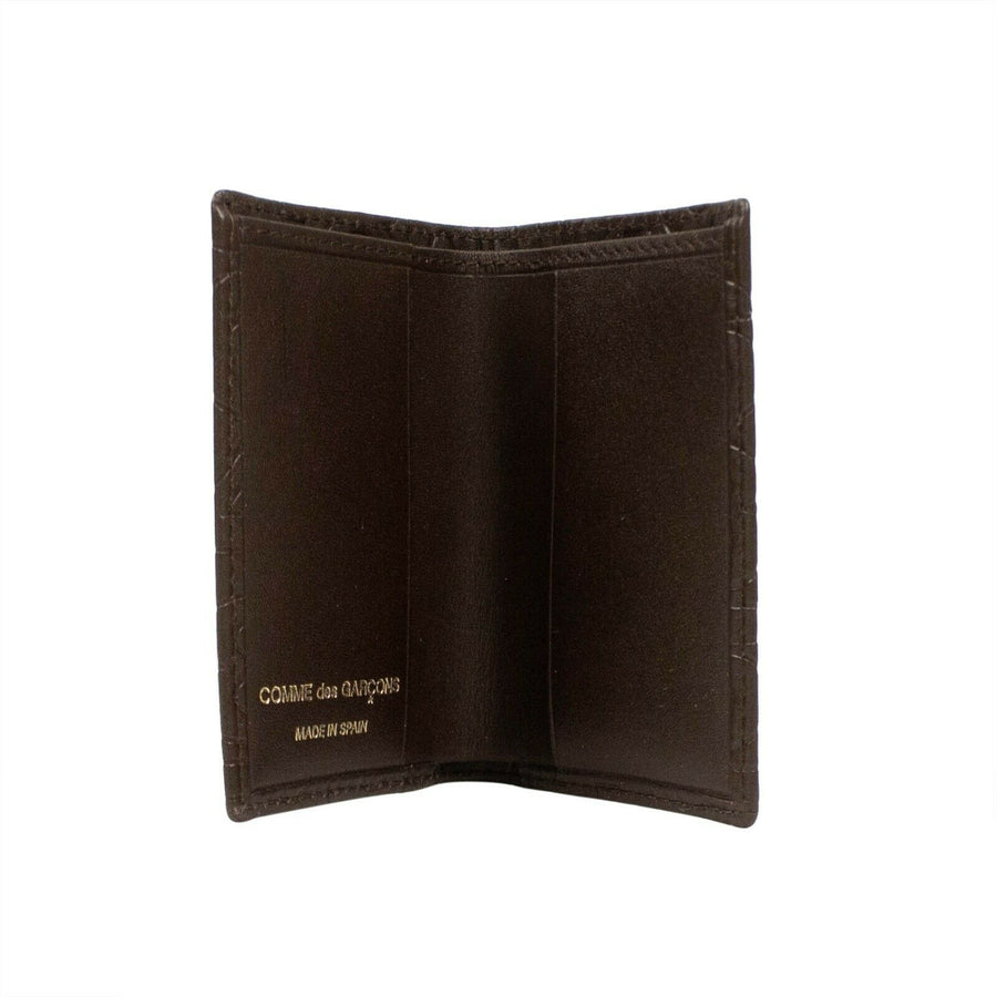 Leather Number Embossed Mini Cardholder Wallet - Brown