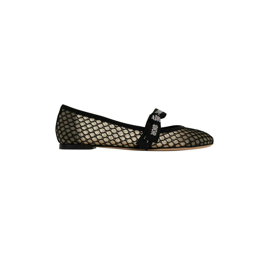 Mesh Miss J'adior Ballet Flats - Black