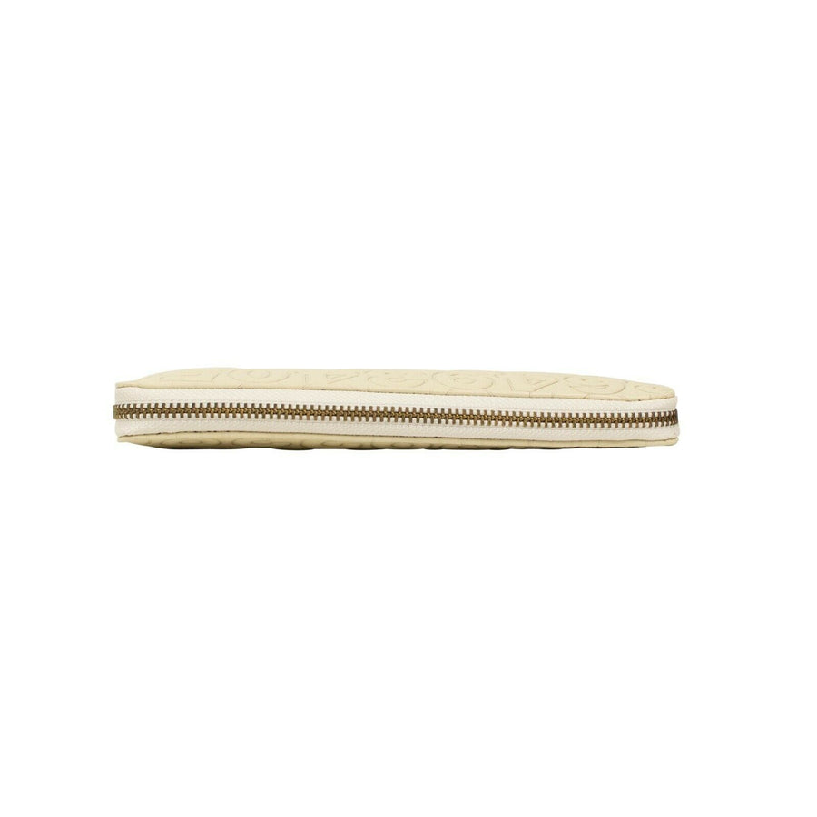 Leather Number Embossed Wallet - Ivory