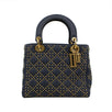 Medium Denim Studded Lady Dior Shoulder Bag - Denim  Blue