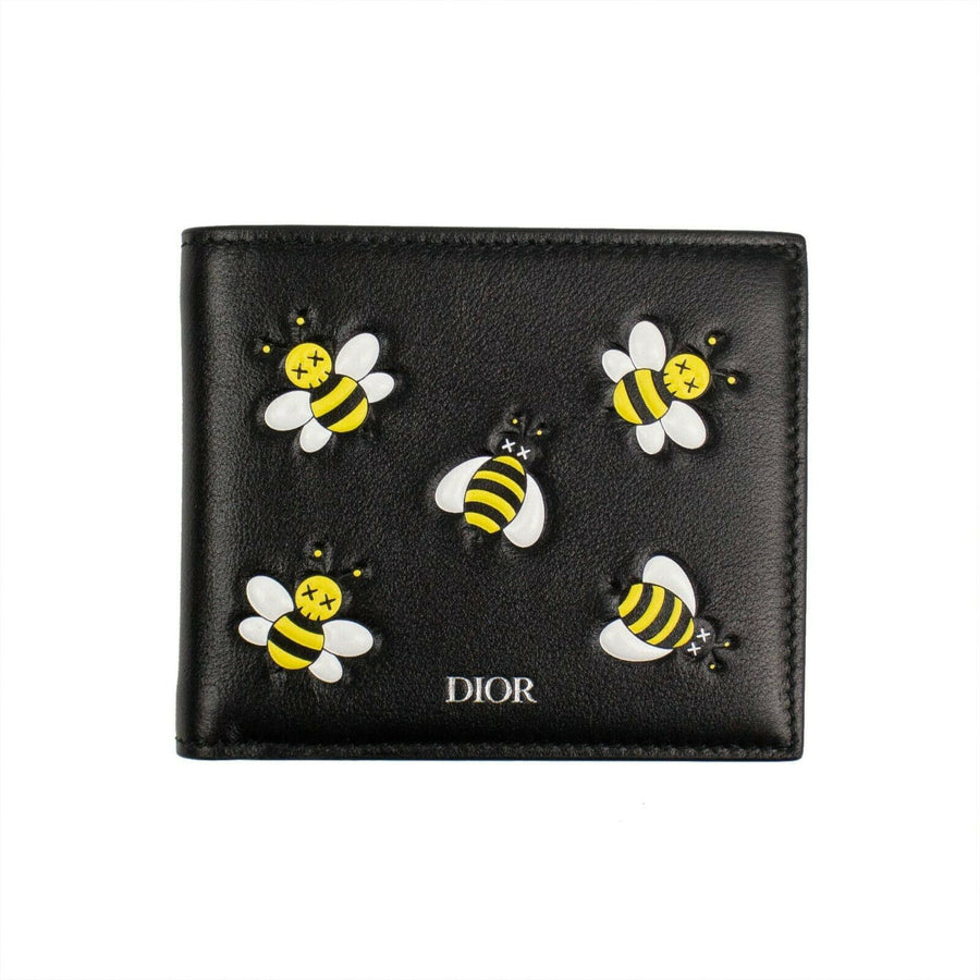 Dior x Kaws Bee Leather Bi-Fold Wallet - Black