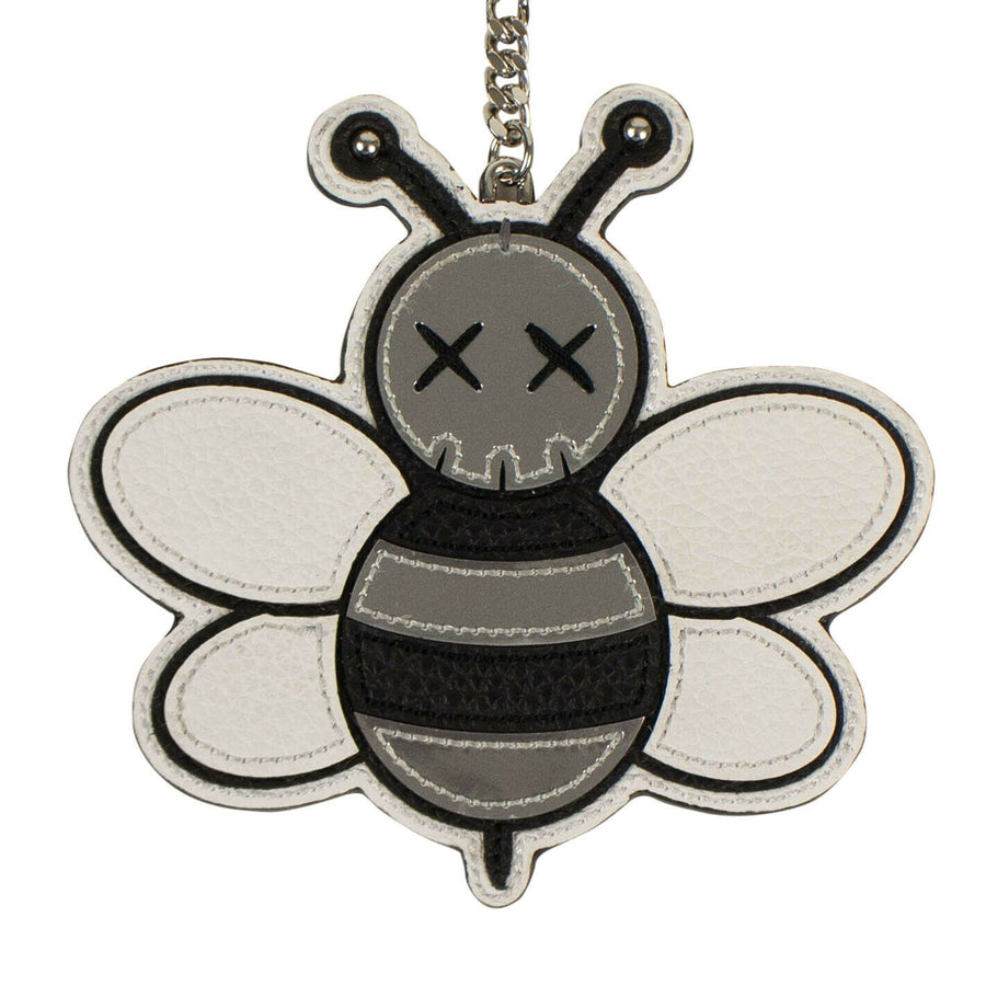 CHRISTIAN DIOR HOMME X KAWS Leather Bee Key Chain - Black And White