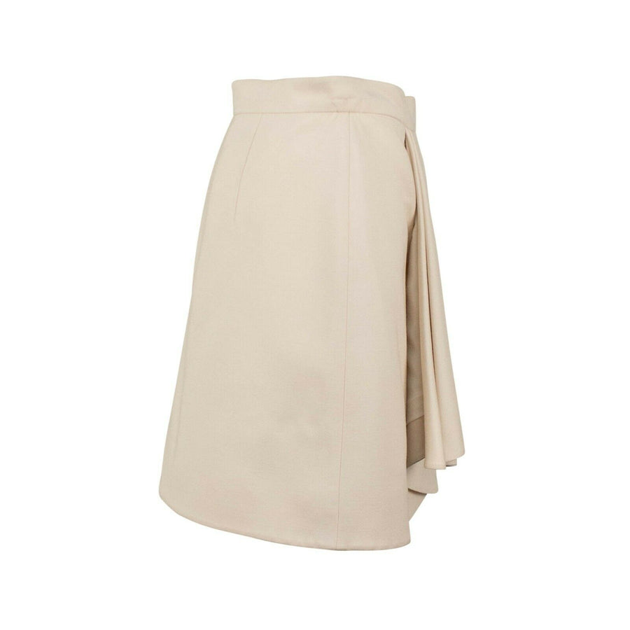 Wool Blend Wrap Skirt - Ivory