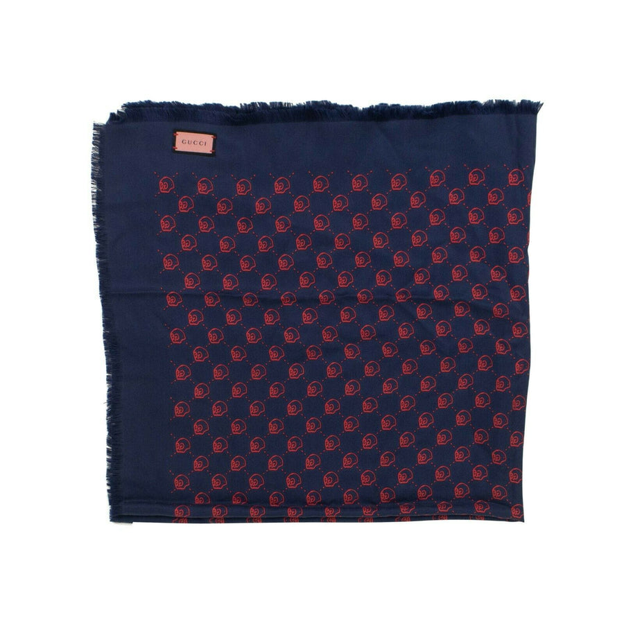 Silk 'GG Hamlet' Printed Shawl Scarf - Blue