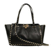 Rockstud Mini Vitello Leather Tote Shoulder Bag - Black