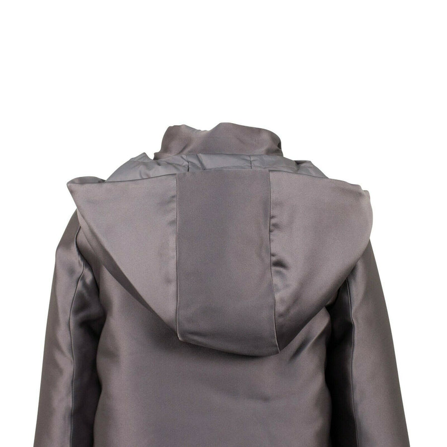 Short Hooded Down Filled Coat - Gray