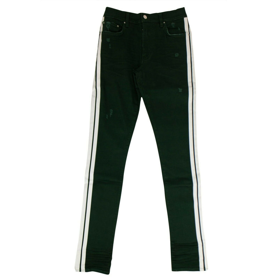 Denim Skinny Side Stripe Jeans - Green