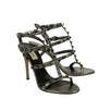 'Rockstud' 100mm Ankle Strap Sandals Heels - Silver