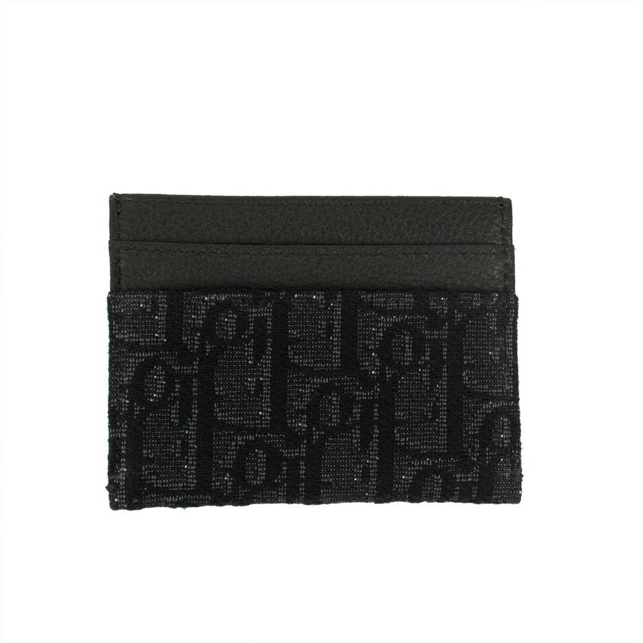 Oblique Jacquard Print Card Holder - Black