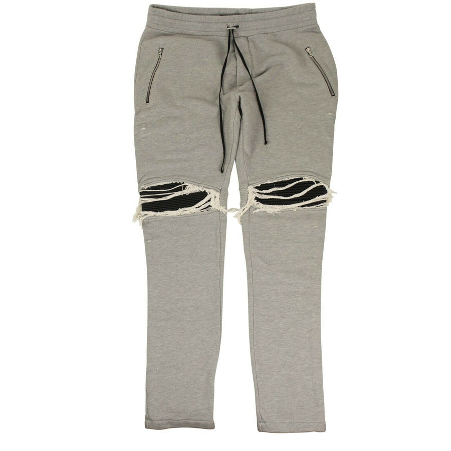 Moto Distressed Sweatpants - Heather Gray