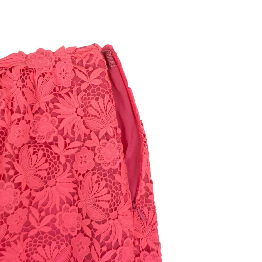 Floral Embroidered Skirt - Neon Pink