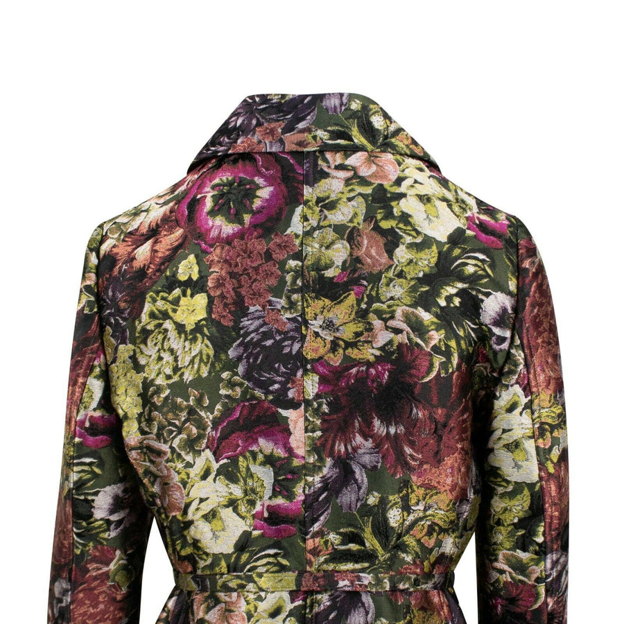 Floral Print Silk Blend Long Jacket - Multi