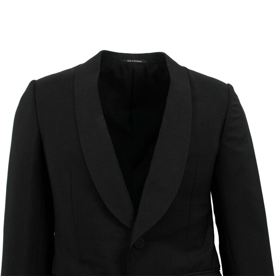 Wool Blend One Button Tuxedo - Black