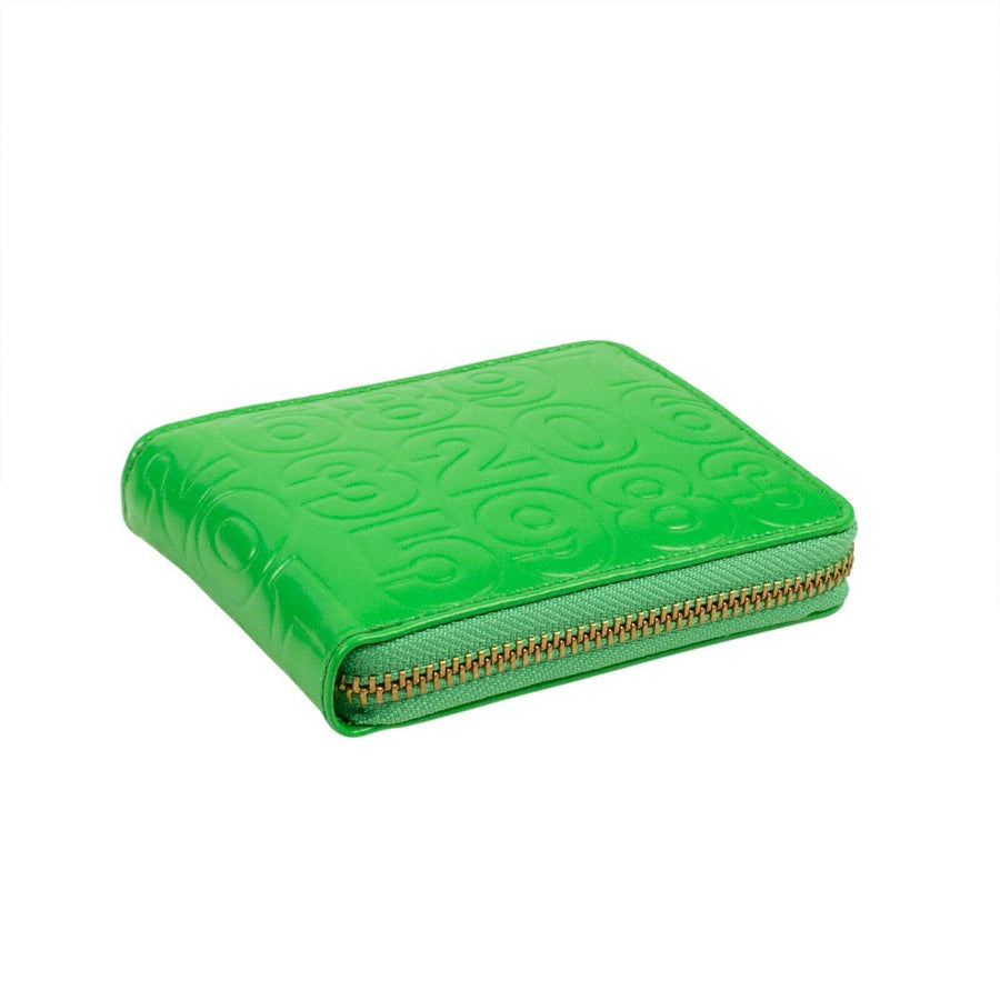 Leather Number Embossed Small Wallet - Green