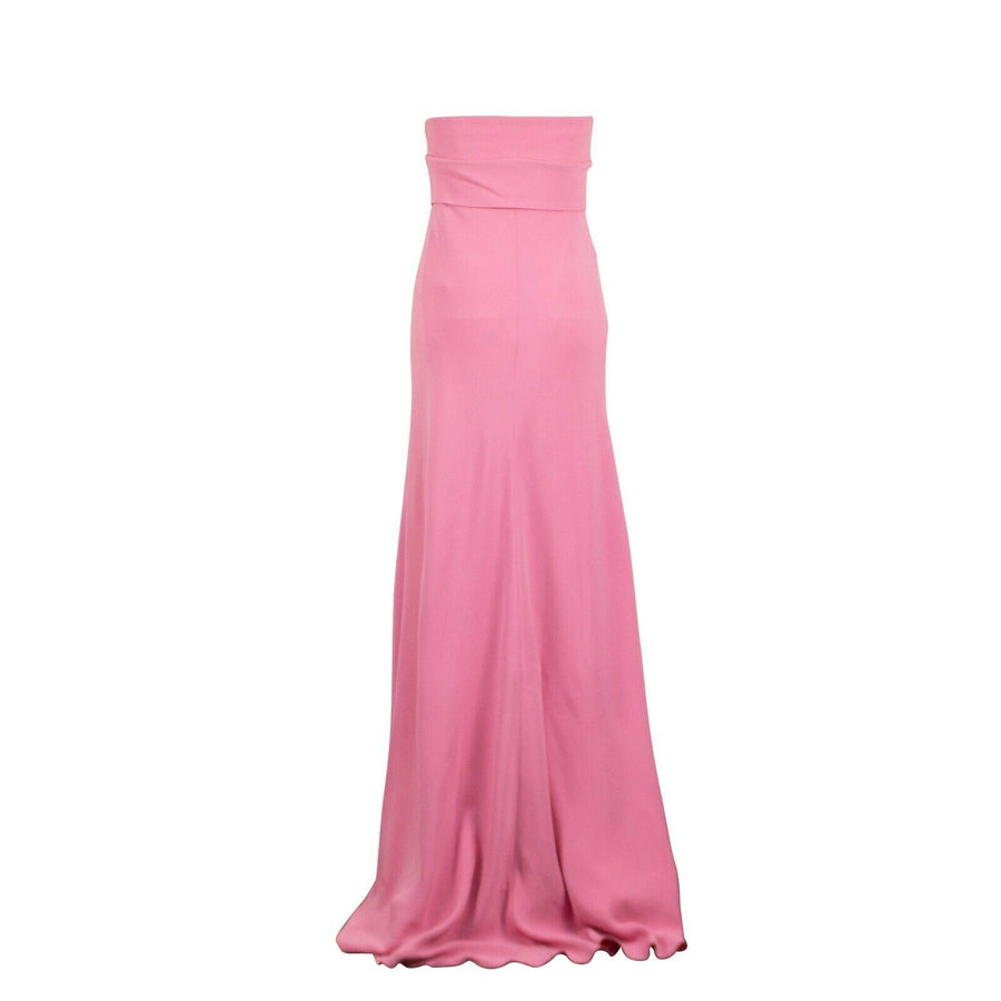 Strapless Silk Long Dress Gown - Pink