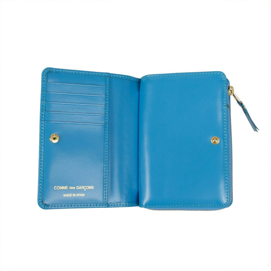 Leather Number Embossed Organizer Wallet - Blue