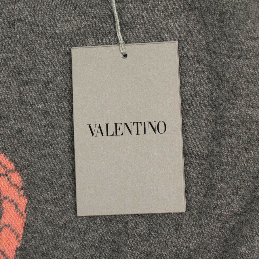 Cashmere Tree Design Back Sweater - Gray / Coral