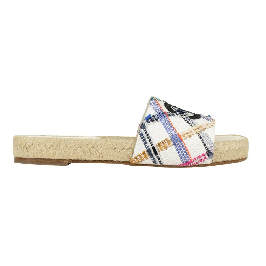 Tweed And Grosgrain Espadrille Slides - Multi