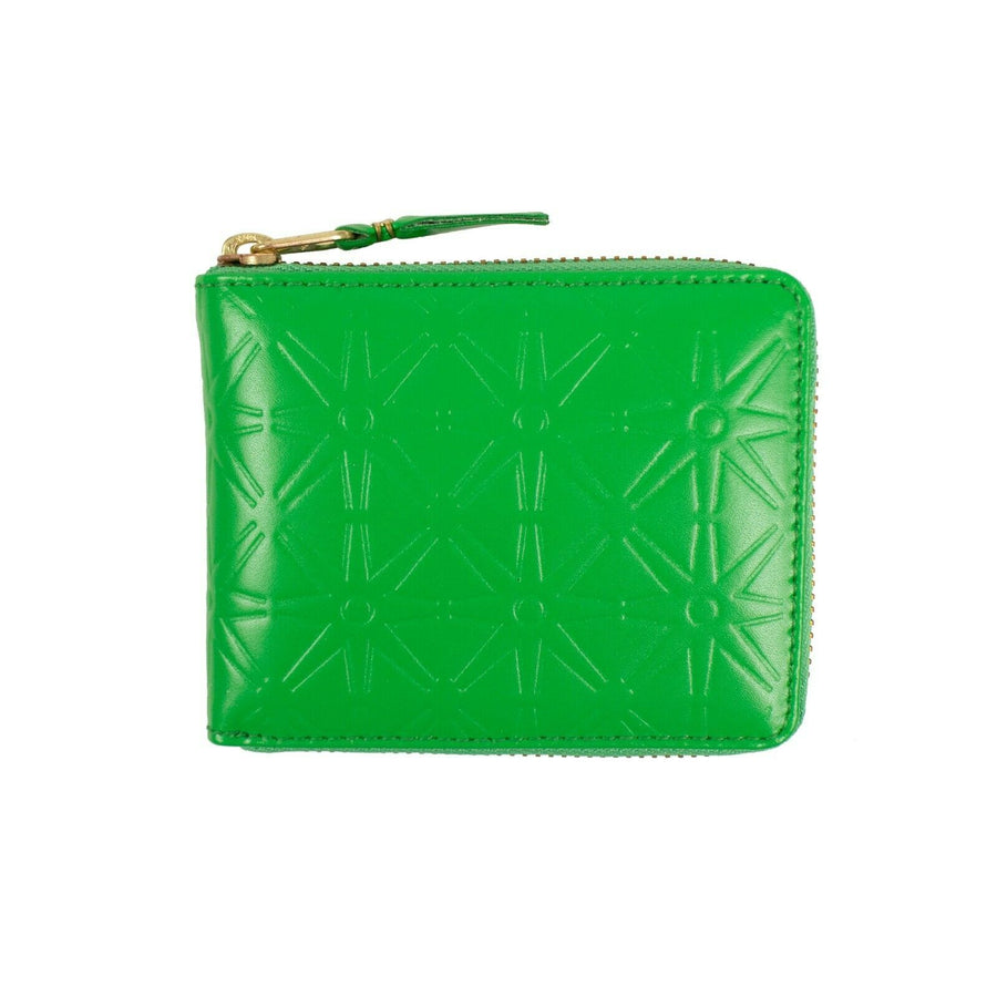 Leather Star Embossed Small Wallet - Green