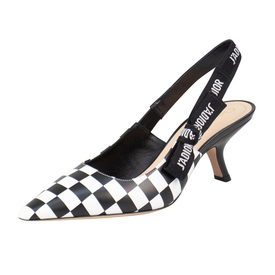 Checkered J'ADIOR Slingback Pumps - Black / White