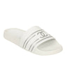 Stripe Logo Pool Slides - White / Silver