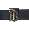 Leather Reversible Monogram Buckle Belt - Blue/Black