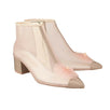 Mesh And Grosgrain Flower Cap Toe Short Boots - Pink