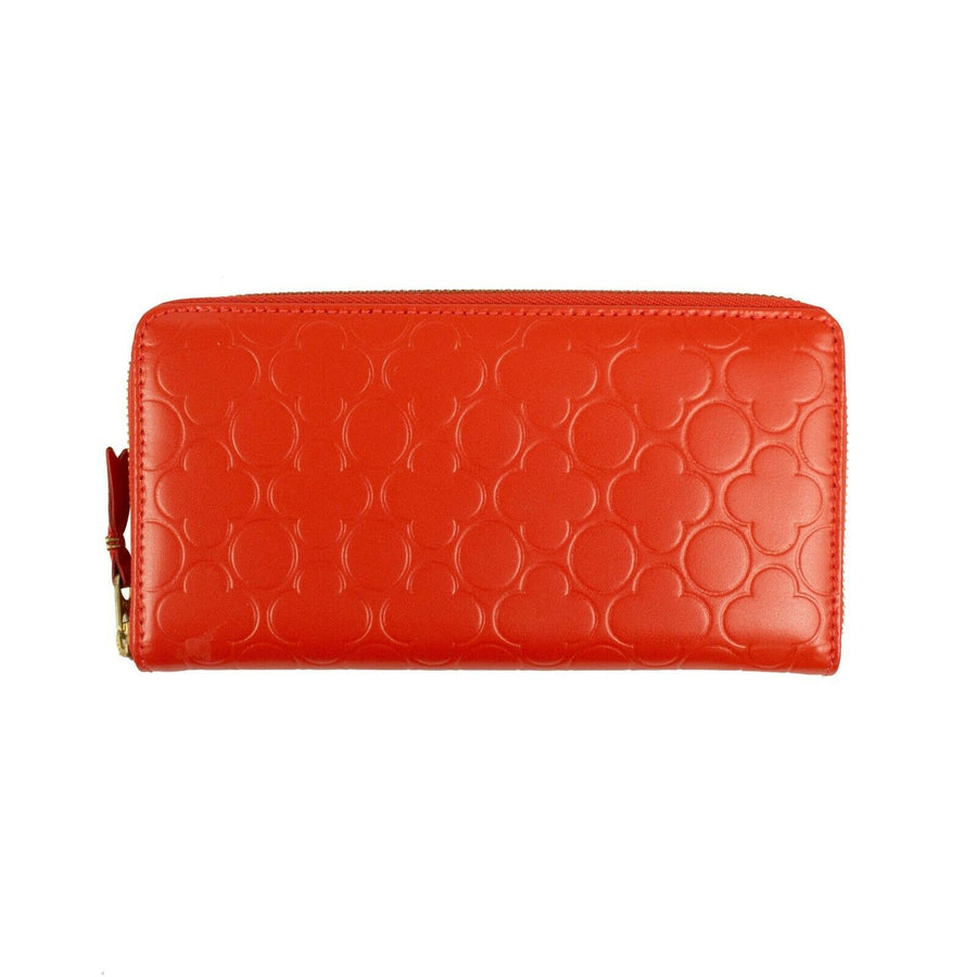 Leather Clover Embossed Wallet - Orange